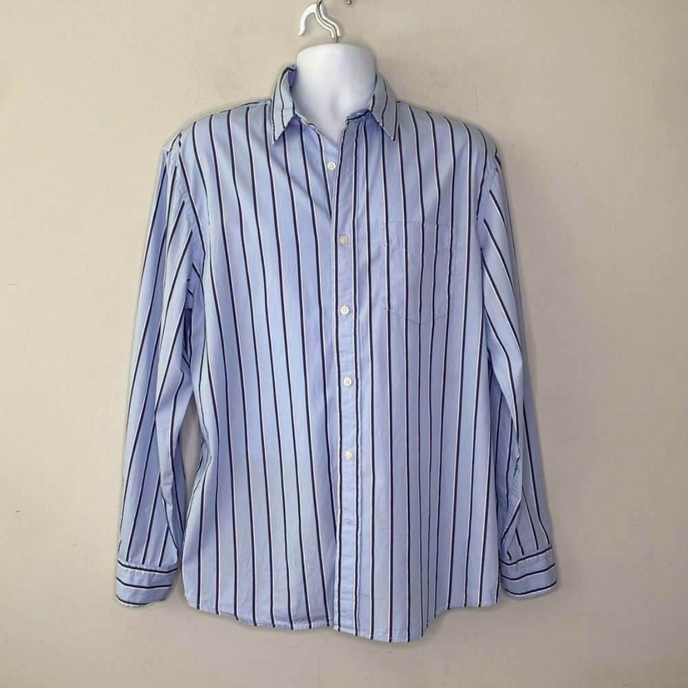 Banana Republic Men's Organic Cotton Button Down Striped Long Sleeve Size Large